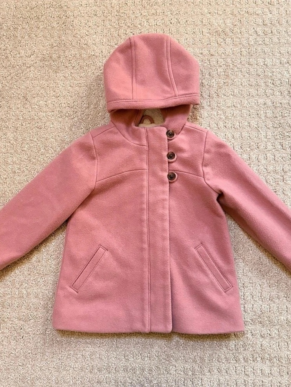 Old Navy Soft-Brushed Hooded Button-Front PeaCoat Pink 4T